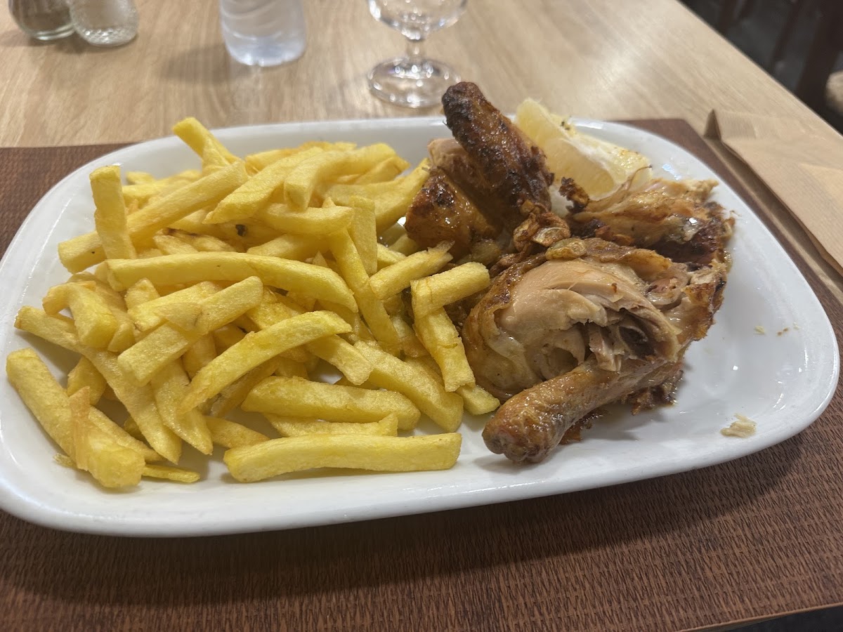 Roasted chicken with fries
